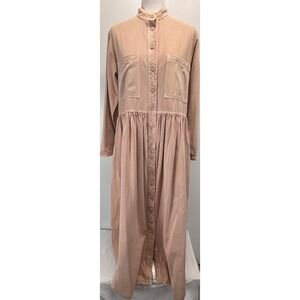 Vtg Bonnie Strauss Canvas Maxi Dress Sz 10 Oversized Pockets Made USA READ